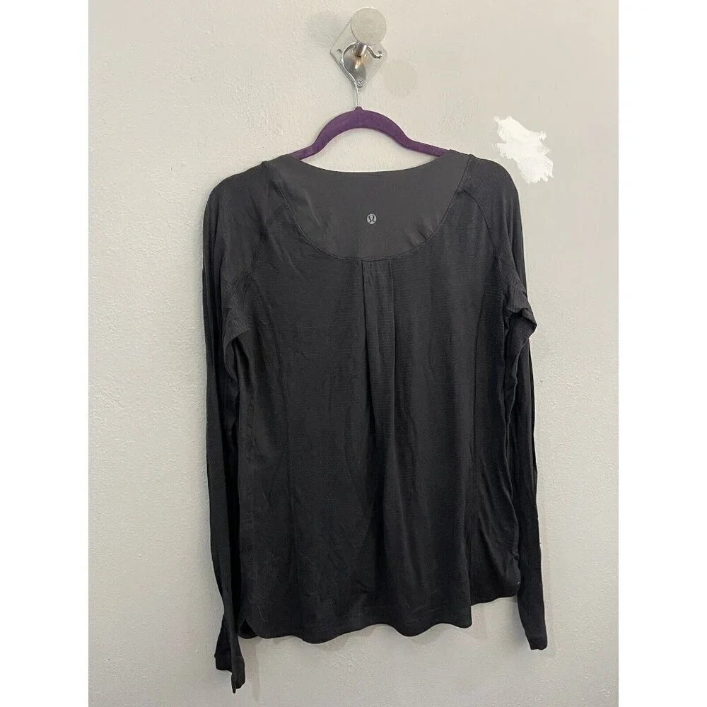 Lululemon Athletica Long Sleeve T Shirt Striped Women 6 Black
